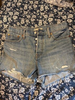 Levi's Light Blue Distressed Denim Cutoff Shorts